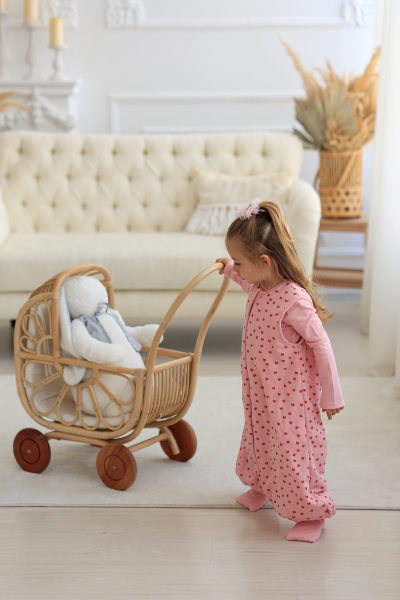 Kız Çocuk  Ayaklı Uyku Tulumu - Kalplı