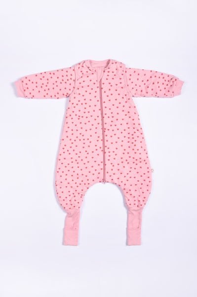 Kız Çocuk  Ayaklı Uyku Tulumu - Kalplı