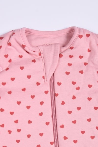 Kız Çocuk  Ayaklı Uyku Tulumu - Kalplı