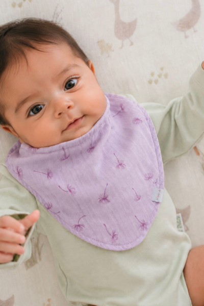 2'li Müslin Bandana Önlük Seti-Lavanta Moru