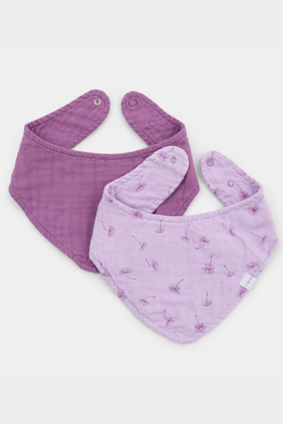 2'li Müslin Bandana Önlük Seti-Lavanta Moru
