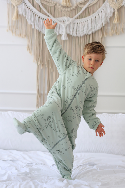Erkek Çocuk  Ayaklı Uyku Tulumu - Dinozorlu