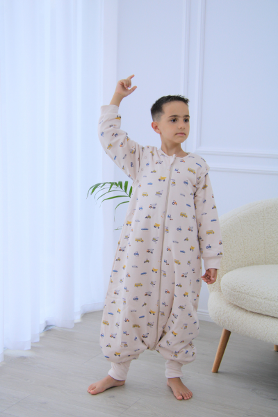 Erkek Çocuk Ayaklı Uyku Tulumu - Arabalı