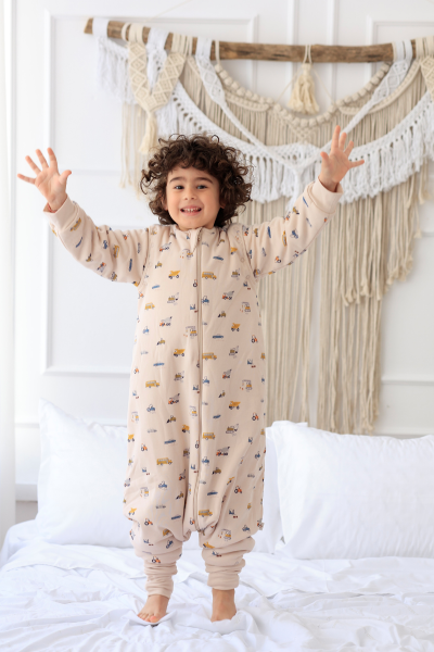 Erkek Çocuk Ayaklı Uyku Tulumu - Arabalı