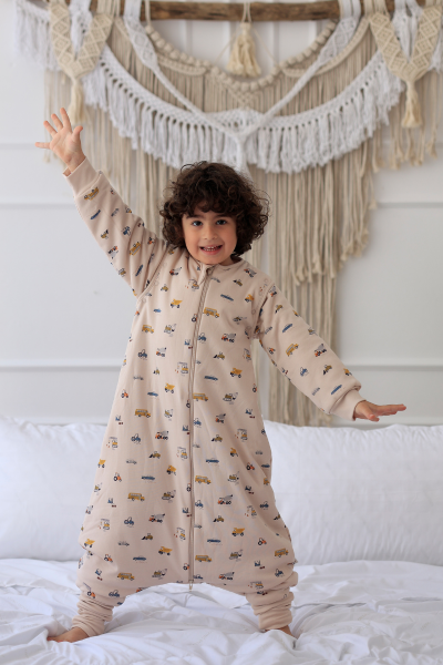 Erkek Çocuk Ayaklı Uyku Tulumu - Arabalı