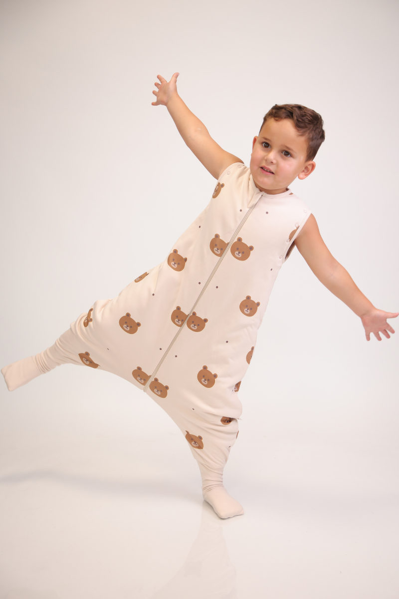 Erkek  Çocuk Ayaklı Uyku Tulumu - Ayıcıklı