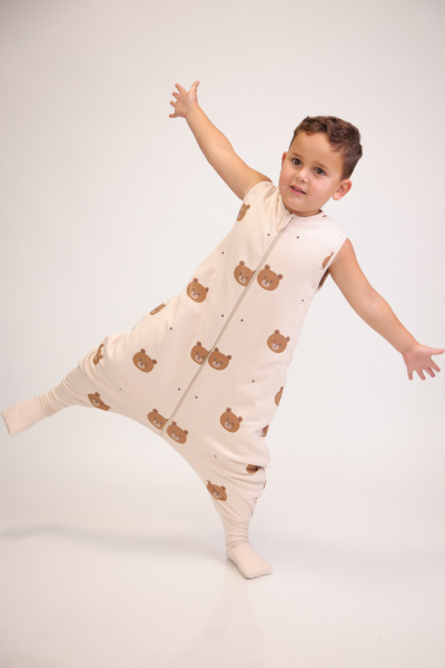 Erkek  Çocuk Ayaklı Uyku Tulumu - Ayıcıklı