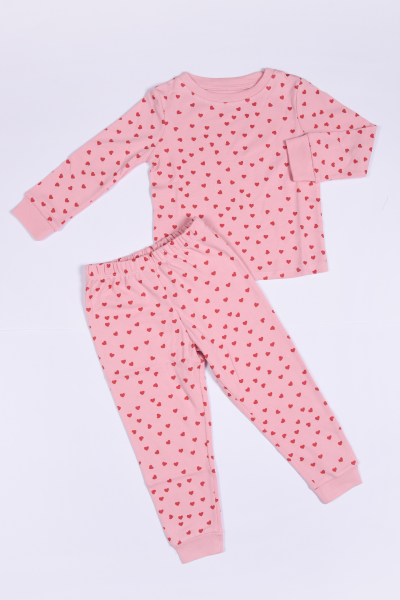 Kız Çocuk Pijama Takımı - Kalpli