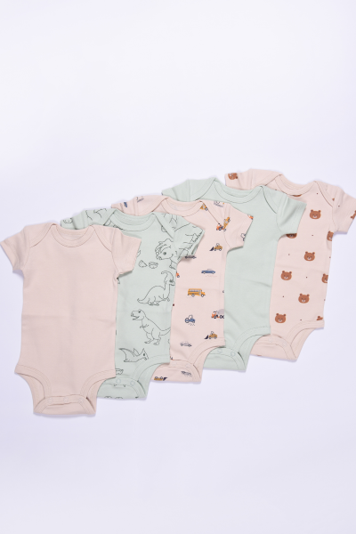 Erkek Bebek Kısa Kollu Body - 5'li Paket