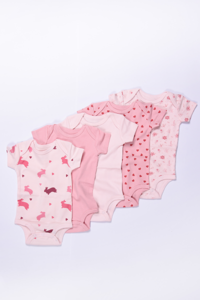 Kız Bebek Kısa Kollu Body - 5'li  Paket