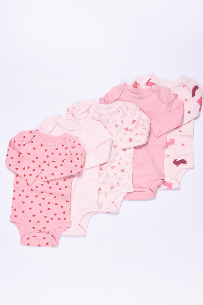 Kız Bebek Uzun Kollu Body - 5'li Paket