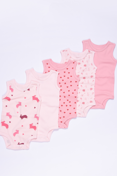 Kız Bebek Kolsuz Body - 5'li Paket