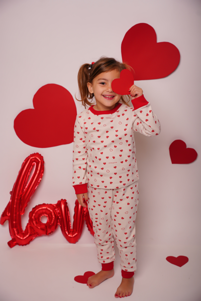 Kız Çocuk Pijama Takımı - Kalpli Ninana