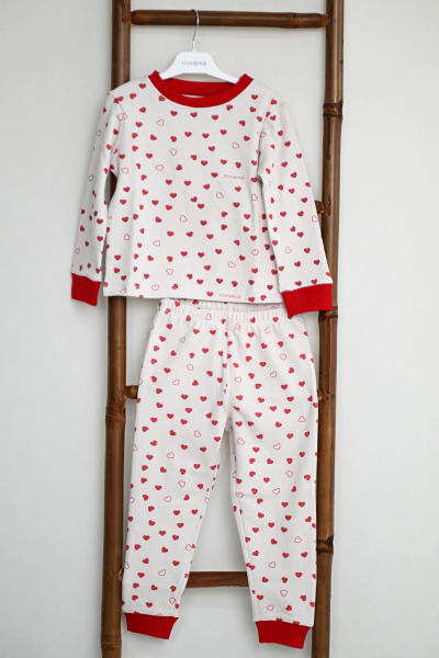Kız Çocuk Pijama Takımı - Kalpli Ninana