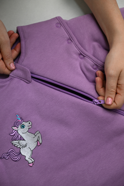 Kışlık Uyku Tulumu - 3 TOG - Mor - Unicorn Nakışlı
