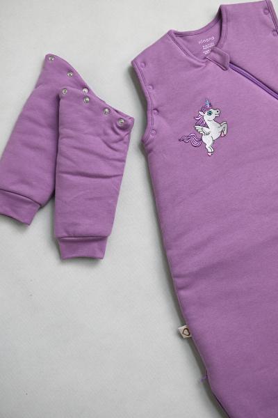 Kışlık Uyku Tulumu - 3 TOG - Mor - Unicorn Nakışlı