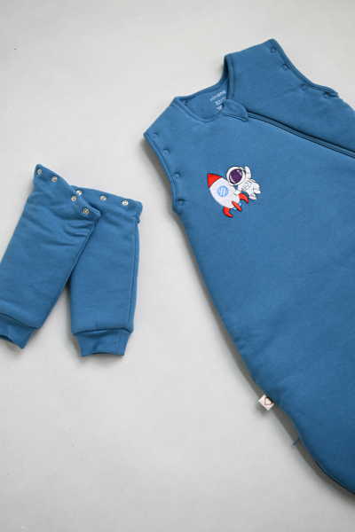 Kışlık Uyku Tulumu - 3 TOG - Turkuaz -  Astronot Nakışlı