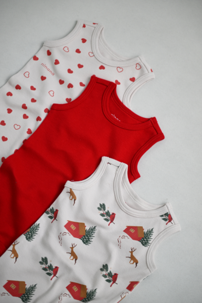 Bebek Kolsuz Body - 3'lü Paket - Kırmızı