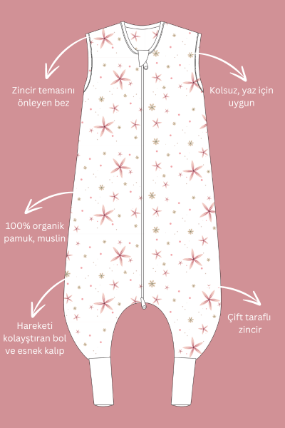 Muslin Ayaklı Uyku Tulumu - Çiçekli - 0,5 Tog