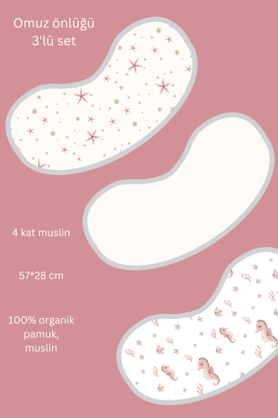 Omuz Önlüğü - Çiçekli/Deniz Atlı -  3'lü Paket