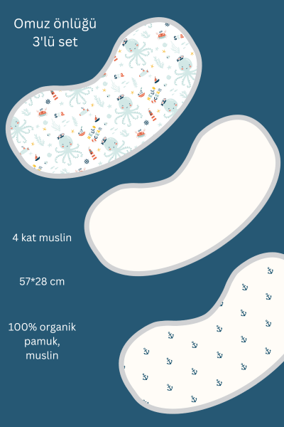 Omuz Önlüğü - Çapalı- Ahtapotlu -  3'lü Paket
