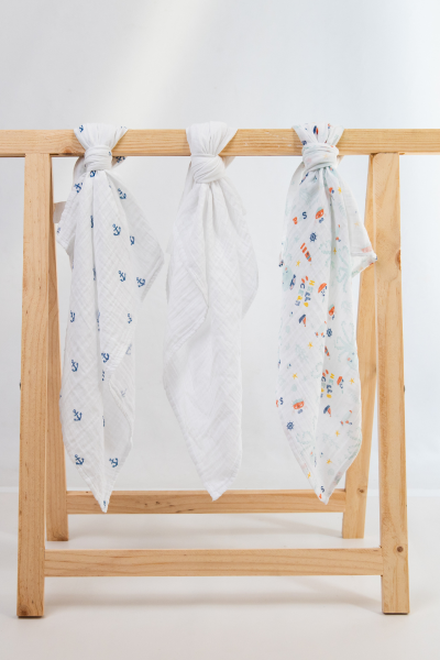 Muslin Örtüsü - 3'lü paket - Çapalı/Ahtapotlu