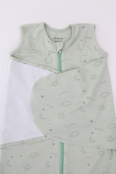 Yenidoğan Bebek Kundak Uyku Tulumu -  “Bir tanem” - Yeşil 0-6 ay