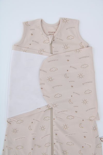 Yenidoğan Bebek Kundak Uyku Tulumu - “Bir tanem” - Bej 0-6 ay