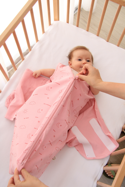 Yenidoğan Bebek Kundak Uyku Tulumu - “Bir tanem” - Pembe 0-6 ay