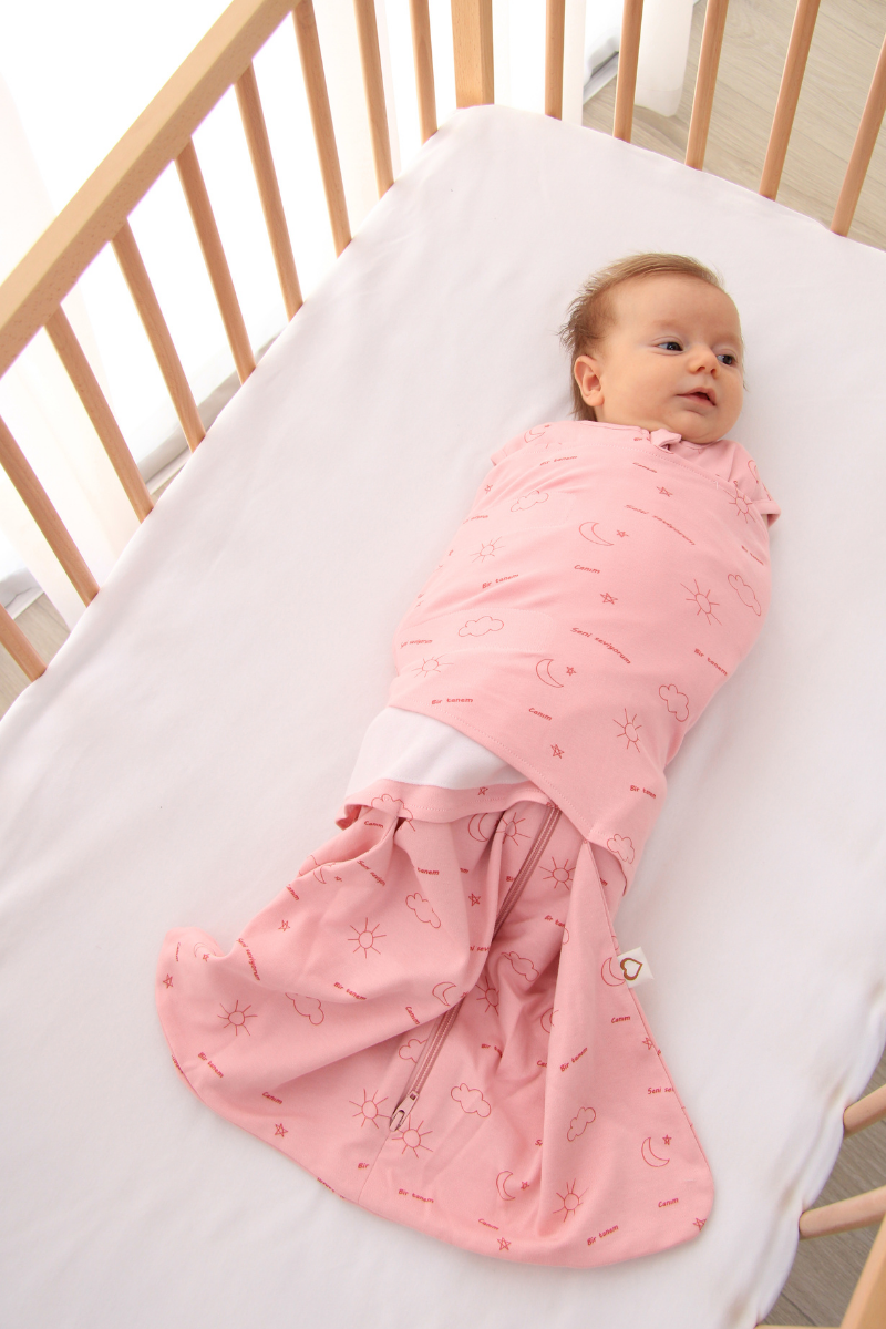 Yenidoğan Bebek Kundak Uyku Tulumu - “Bir tanem” - Pembe 0-6 ay