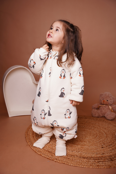 Penguen Desen- Ayaklı Uyku Tulumu