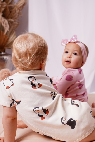 Bebek Kısa Kollu Body - 2'li Paket - Penguen