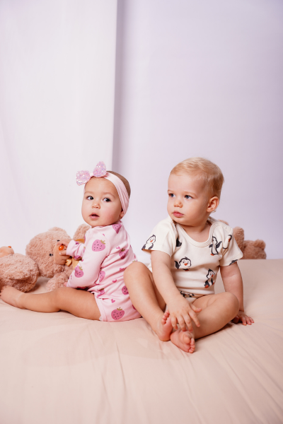 Bebek Kısa Kollu Body - 2'li Paket - Penguen