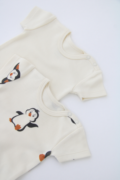 Bebek Kısa Kollu Body - 2'li Paket - Penguen