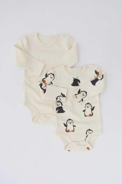 Bebek Uzun Kollu Body - 2'li Paket- Penguen