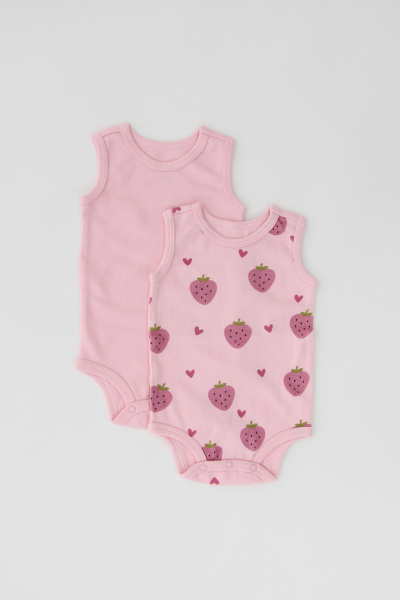 Bebek Kolsuz Body - 2'li Paket - Çilek