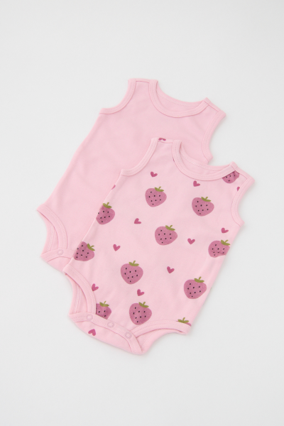Bebek Kolsuz Body - 2'li Paket - Çilek