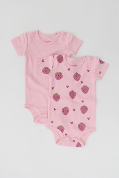 Bebek Kısa Kollu Body - 2'li Paket - Çilek