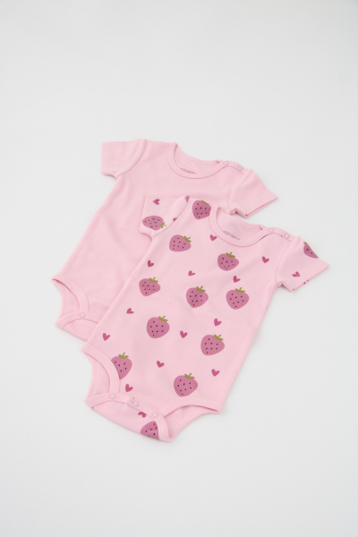 Bebek Kısa Kollu Body - 2'li Paket - Çilek