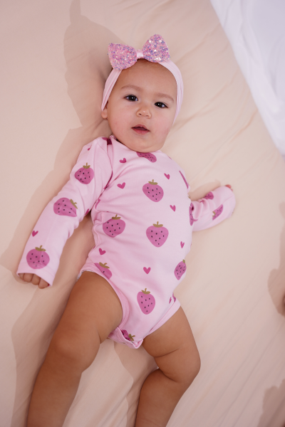 Bebek Uzun Kollu Body -  2'li Paket - Çilek