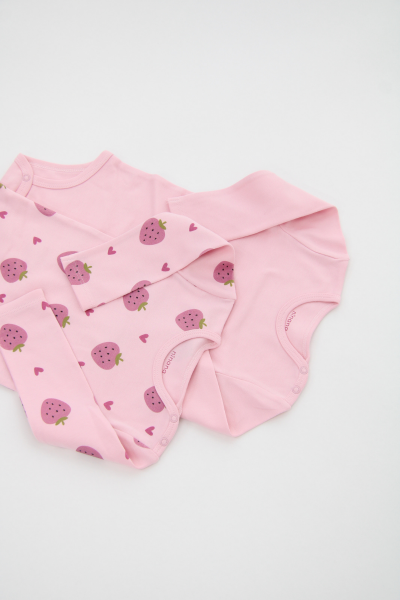 Bebek Uzun Kollu Body -  2'li Paket - Çilek