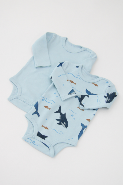 Bebek Uzun Kollu Body -  2'li Paket - Köpek Balığı